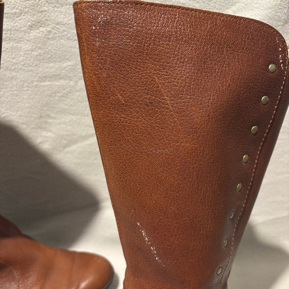 Born Amila Tall Studded Brown Leather Zip Boots Size 8M - Picture 9 of 10